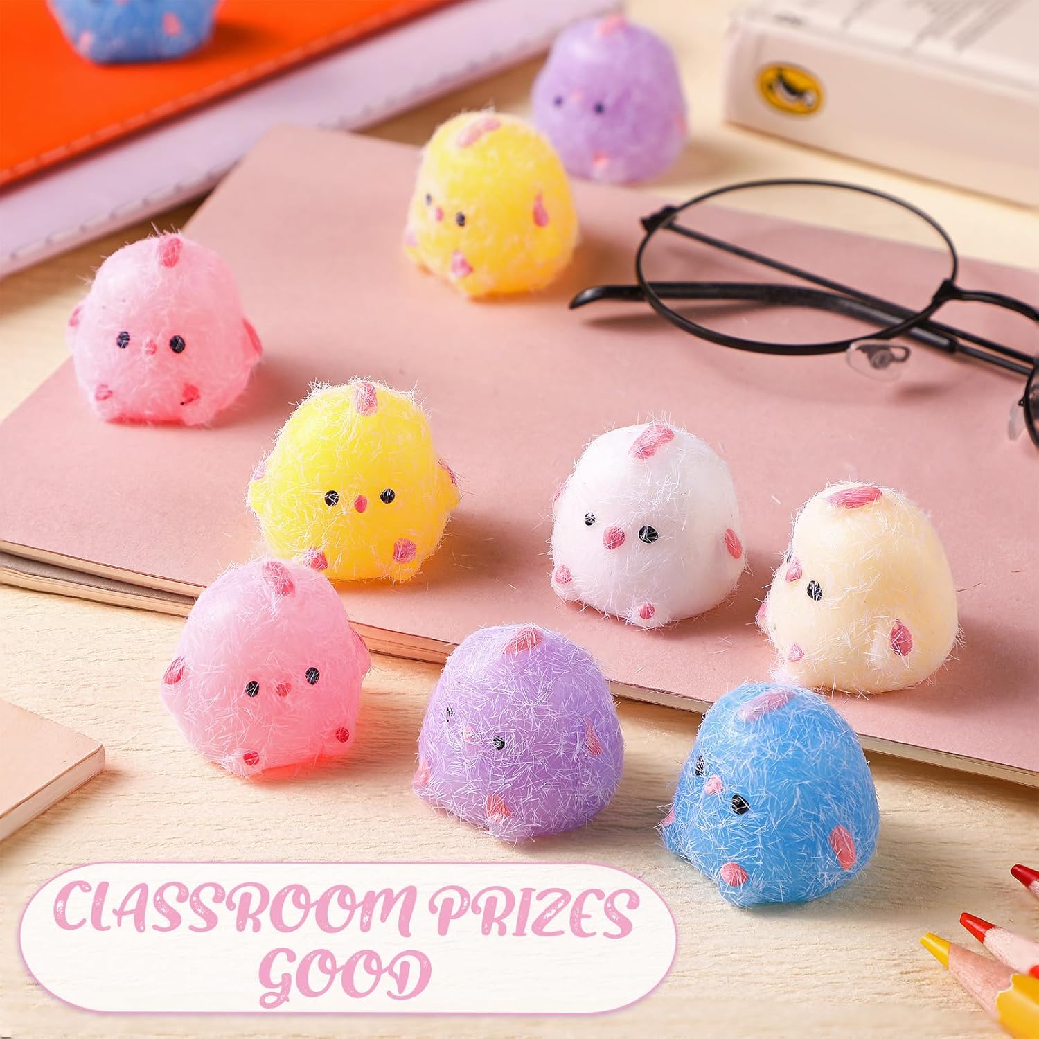 Civaner 60 Pcs Mini Taba Chick Easter Egg Fillers Easter Basket Stuffers Stress Relief Cute Fidget Toys for Adults Birthday Party Christmas Office Stocking Stuffer Gift