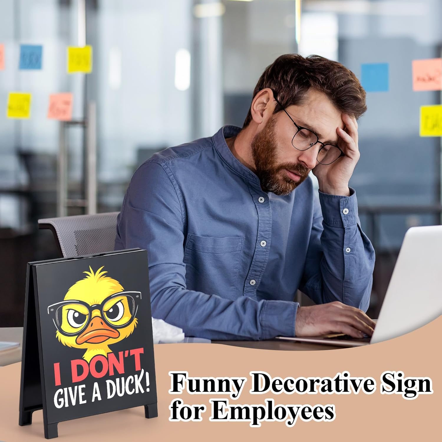 Funny Office Decor Coworker Gifts Funny Desk Signs Team Gifts for Employees Boss Humorous Sarcastic Office Desk Decorations Supplies Cubicle Table Decor I Don’T Give A Duck White Elephant Gift - Image 4