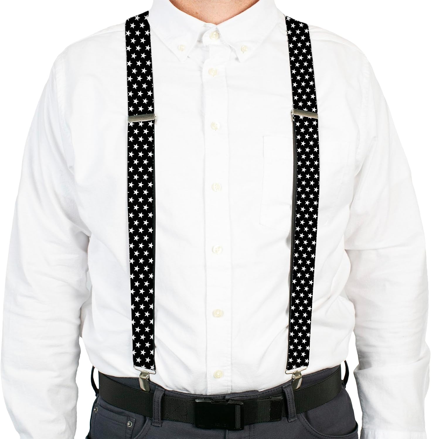 Buckle-Down Suspenders, Mini Stars Black White