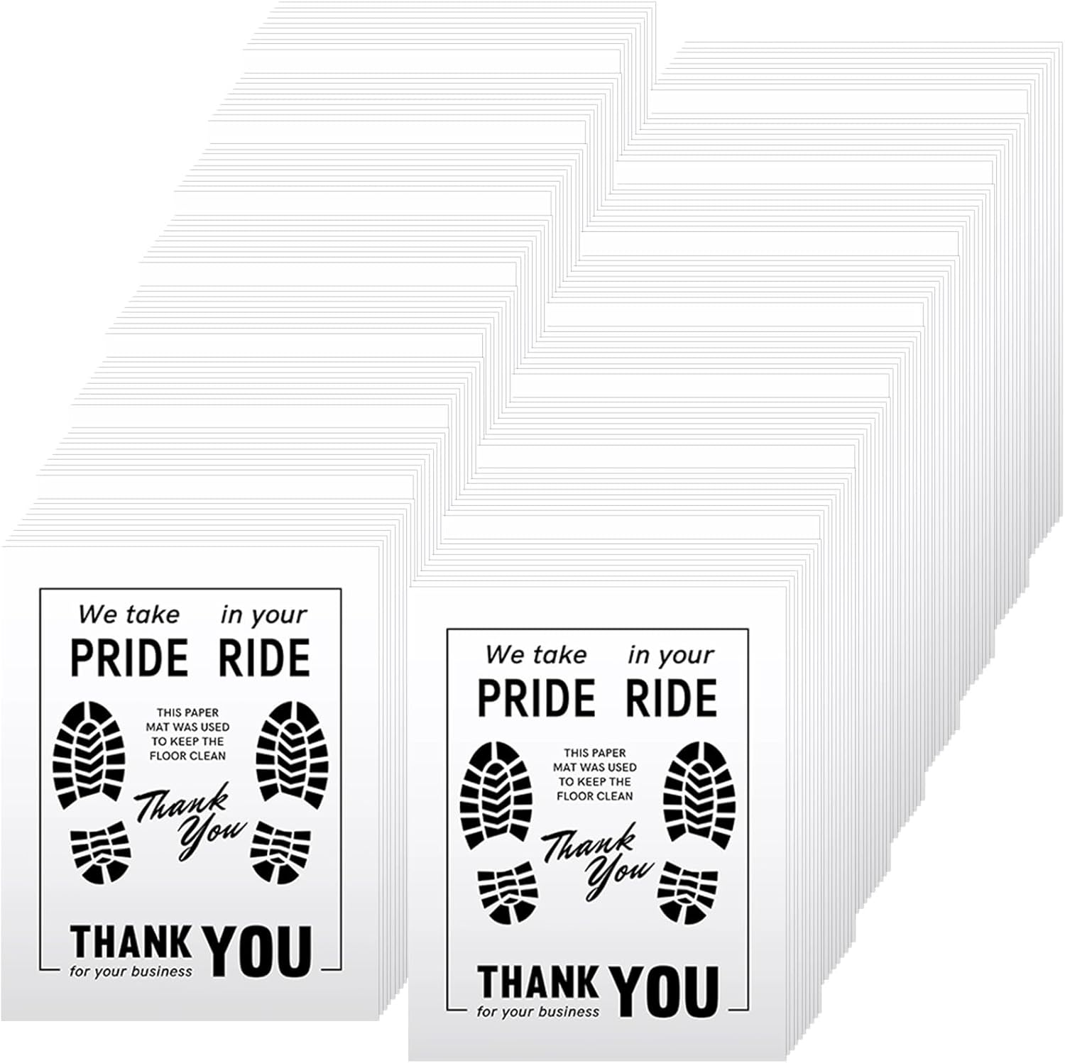 500 Pcs Paper Floor Mats for Cars - 20×16" Disposable Paper Automotive Floor Protectors, Auto Vehicles Floor Covers with Footprint Words, White Floor Pads for Cars