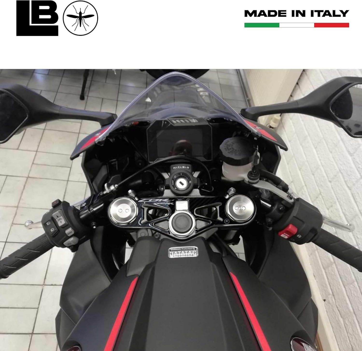 labelbike - 3D Sticker Motorcycle Steering Fork Plate Protection and Decoration in Resin Officially Licensed Compatible with Honda CBR1000 RR 2017-2019 - CBR Logo White