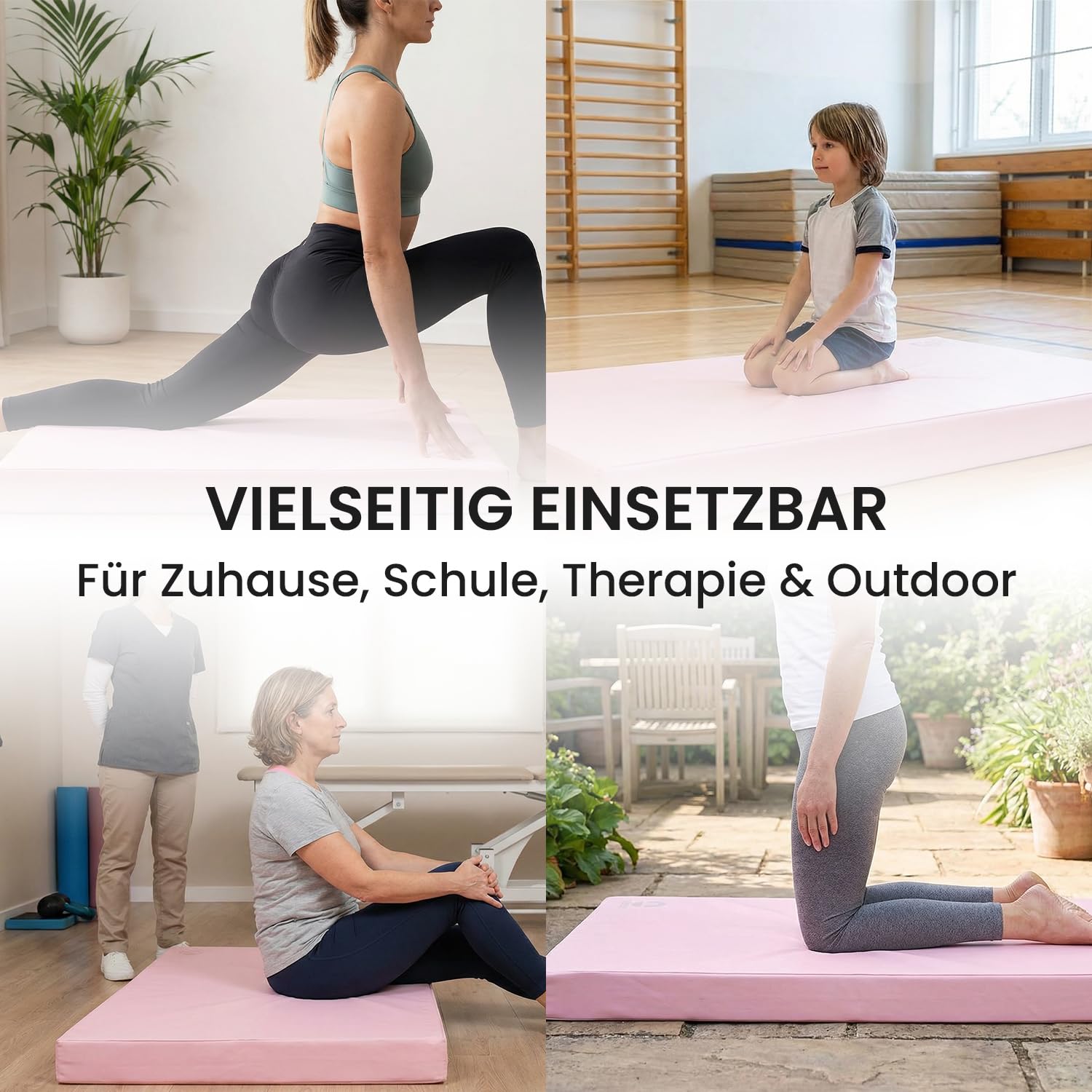 Jeflex – Tappetino pieghevole per pavimenti morbidi e tappetino da ginnastica pieghevole 1 volta, 200 x 70 x 8 cm, prodotto in Germania/tappetino da ginnastica portatile/salvaspazio e tappetino da