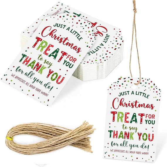 Treat for You to Say Thank You for All You Do Gift Tag We Appreciate You Christmas Gift Tags with String Employee Appreciation Company Staff Christmas Holiday Favor Tags Pack of 20 (Appreciate C)