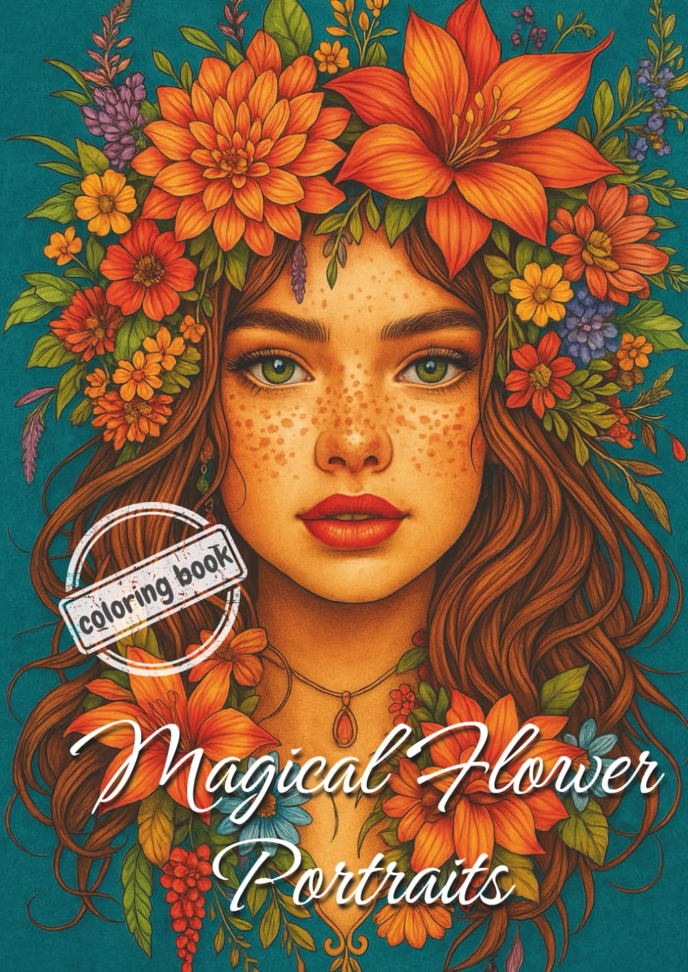 Magical Flower Portraits: Coloring Book for Adults and Teens