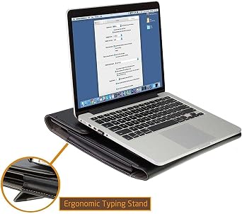 Black Leather Folio Case - Compatible with PINSTONE 15.6 Laptop