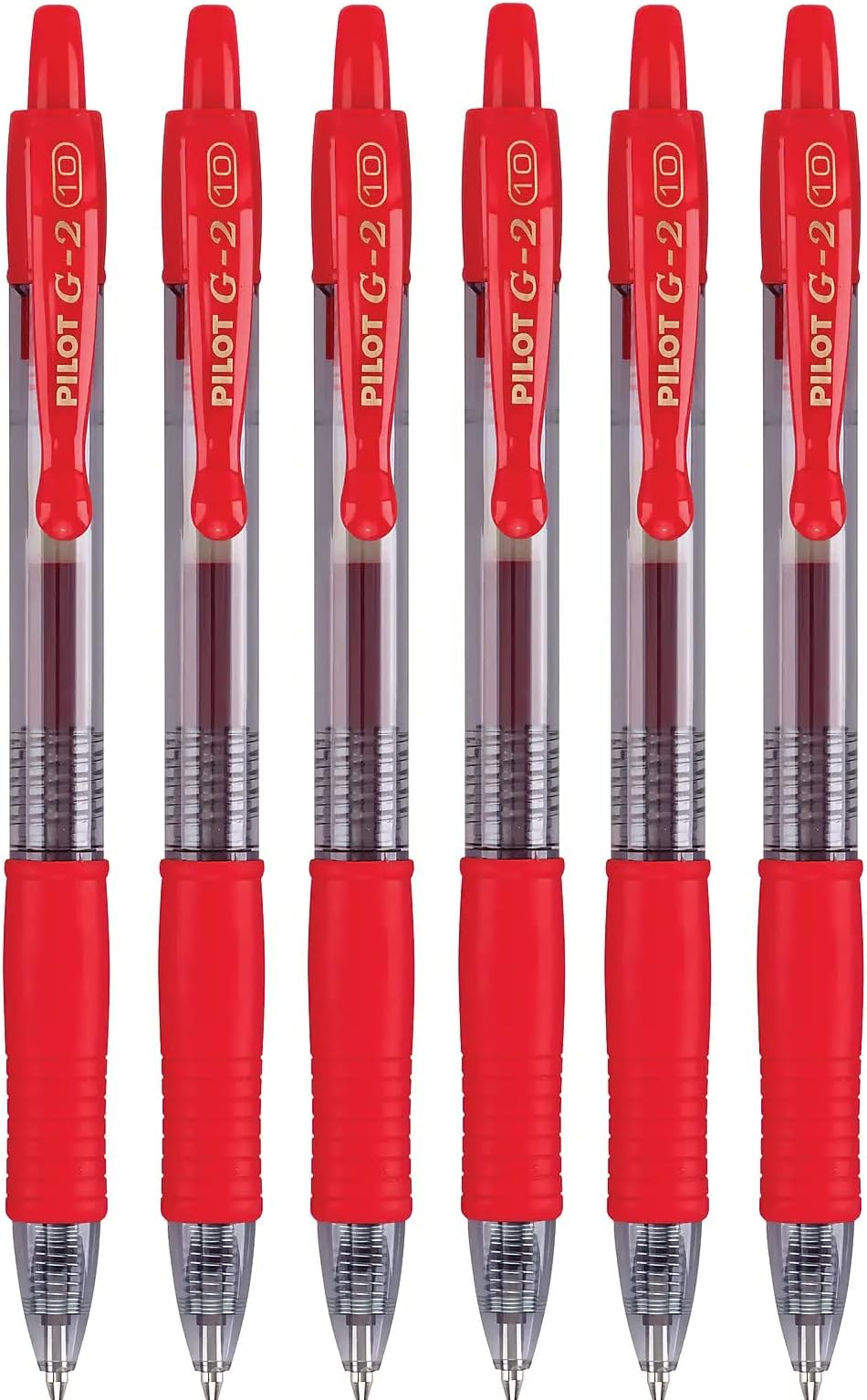PILOT G2 Premium Refillable & Retractable Rolling Ball Gel Pens, 1.0mm Bold Point, Red, 6-Pack