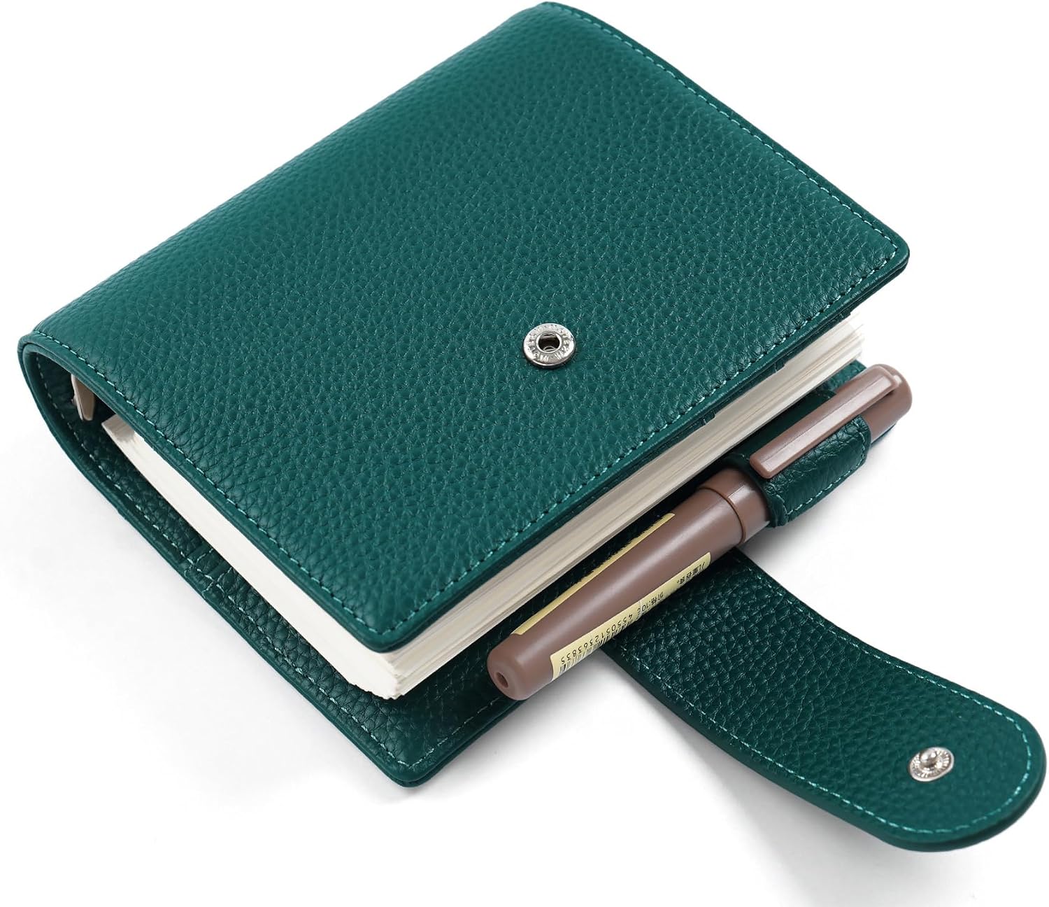 Moterm Pocket Elite Rings Planner - Genuine Leather Binder Organizer without Big Back Pocket (Pebbled-Deep Teal, 25mm Ring)