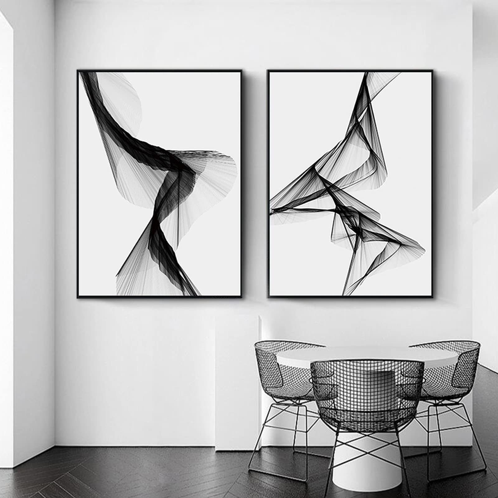 WMLBK 3er Set Wandbilder,Abstrakt Schwarz und Weiß Grau Modern Nordic Wandbild Design-Poster Dekoration Wandkunst Malerei Bild,Ohne Rahmen (50x70cm)