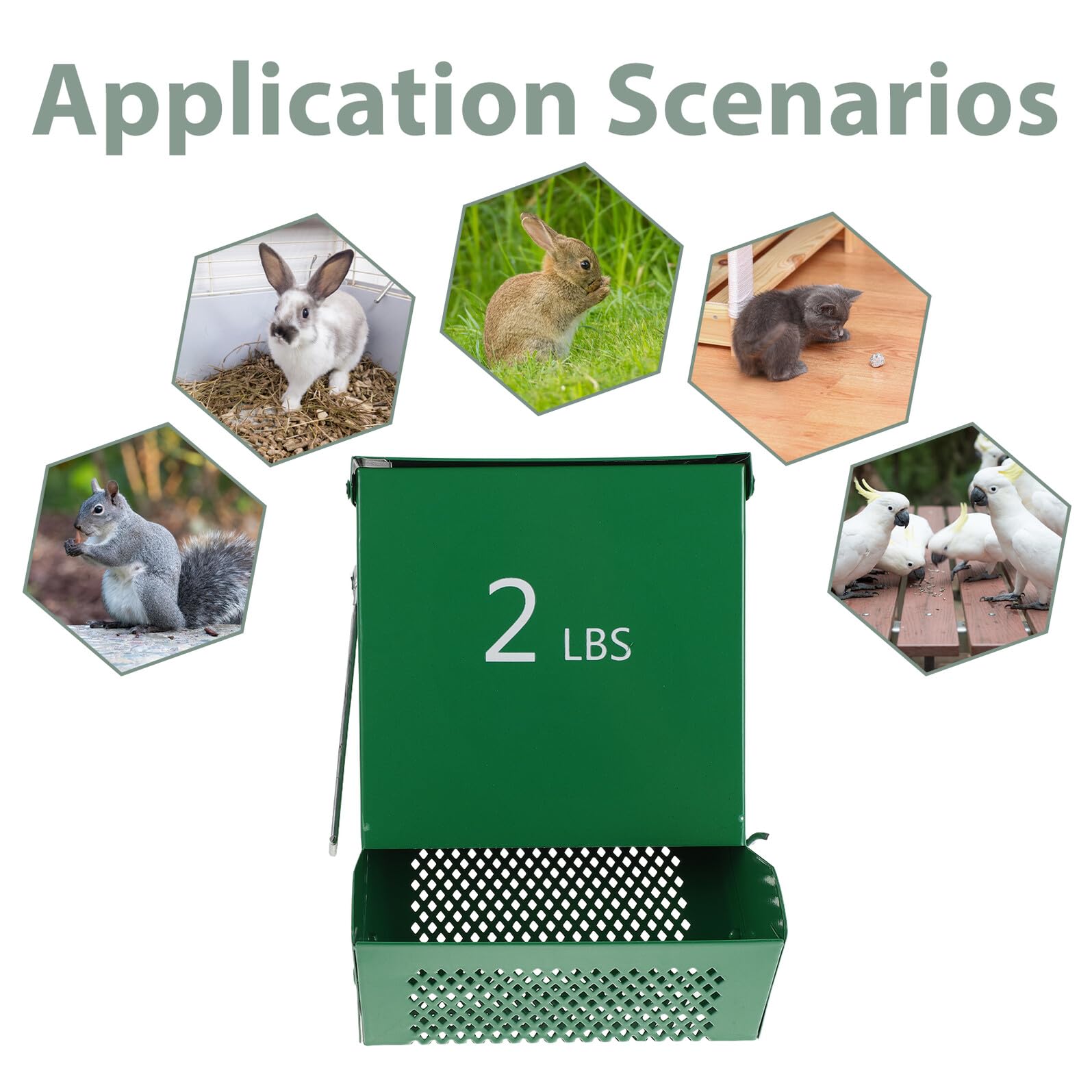 2juego Comedero para Mascotas de Exterior con Tapa Comedero Colgante para Animales Pequeños de Metal Dispensador de Comida para Conejos con Capacidad para Varios Días