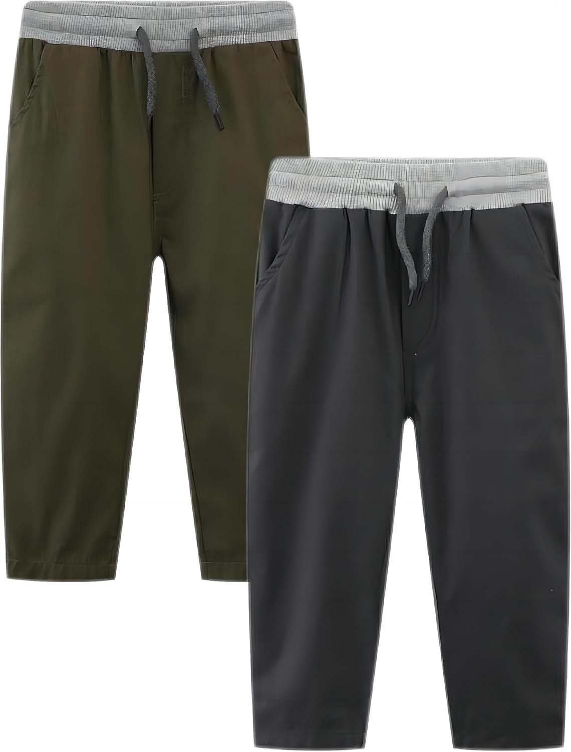 Kids Boy Chino Pants School Uniform Elastic Stretch Khaki Blue Cargo Joggers - Image 2