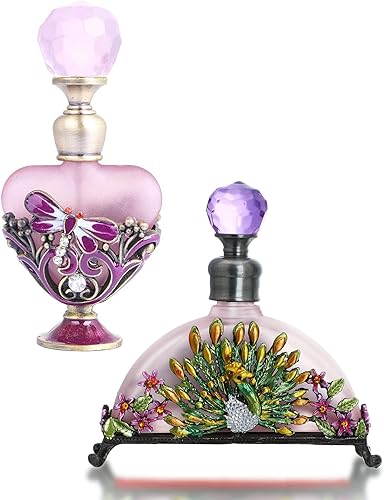YU FENG 5ML rosa libélula y 20ML antiguo pavo real de lujo botella de perfume de cristal de cristal