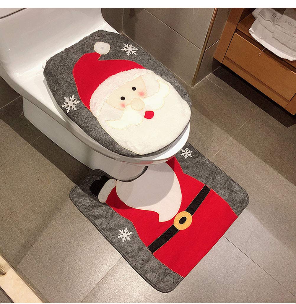 Housse WC Noël abaissement automatique et tapis de bain lavable