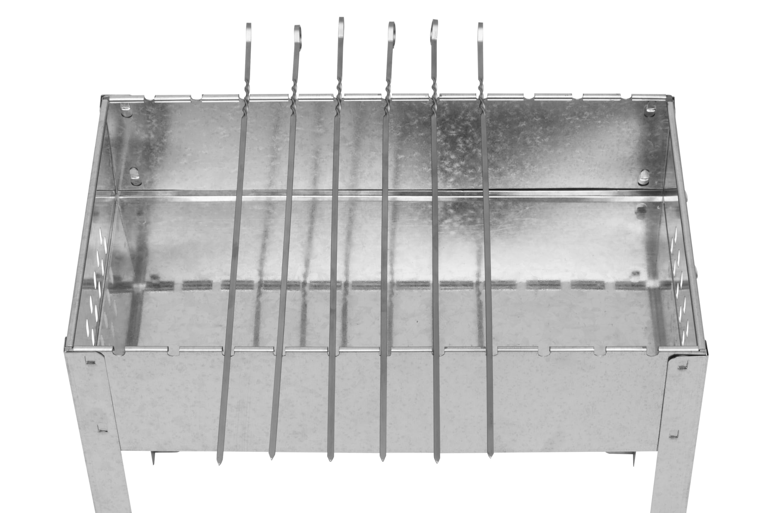 Mangal - Barbecue per spiedini, 50 x 30 x 50 cm, con 6 spiedini in acciaio INOX e griglia