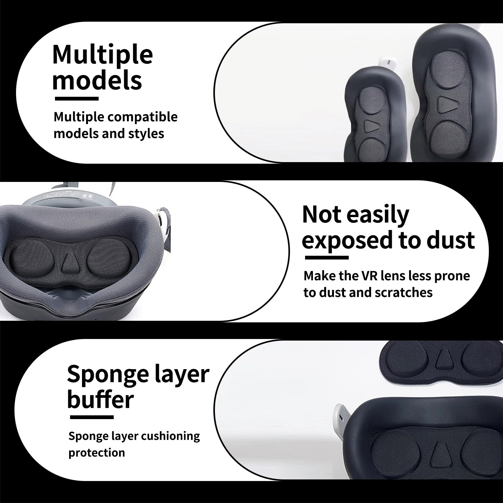 2 unidades de protección de objetivo VR compatible con Meta Quest 3S, Quest 3, Quest 2, Oculus RiftS, Valve Index, PICO, espuma premium, protección contra polvo y arañazos VR Lens Cover