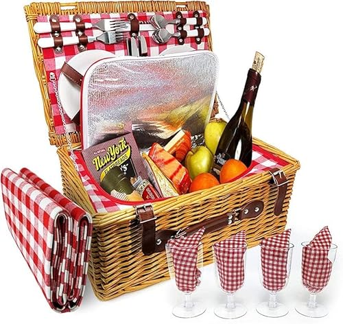 Nature Gear Picnic Basket, Wicker Basket with Handle for Outdoors,