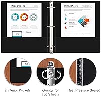 Vista 5 de COMIX Carpeta resistente de 3 anillos de 1 pulgada con cubierta transparente, carpeta de anillos redondos de 1 pulgada, sin PVC, 0.094 in de grosor