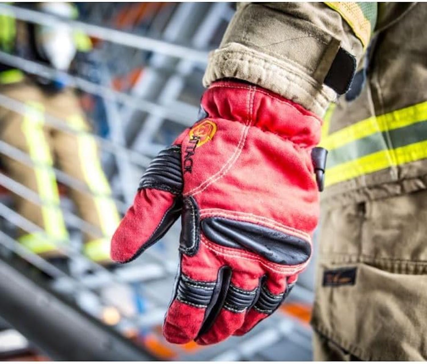 ROSTAING Gant Pompier Pro ATTACK6PEOM-BSC - Paire de Gants pour Sapeurs-Pompiers - Gant Anti Feu - Gant d'intervention Cuir pour Les Feux de Structures - Résistance Chaleur et Coupure - Gant Rouge