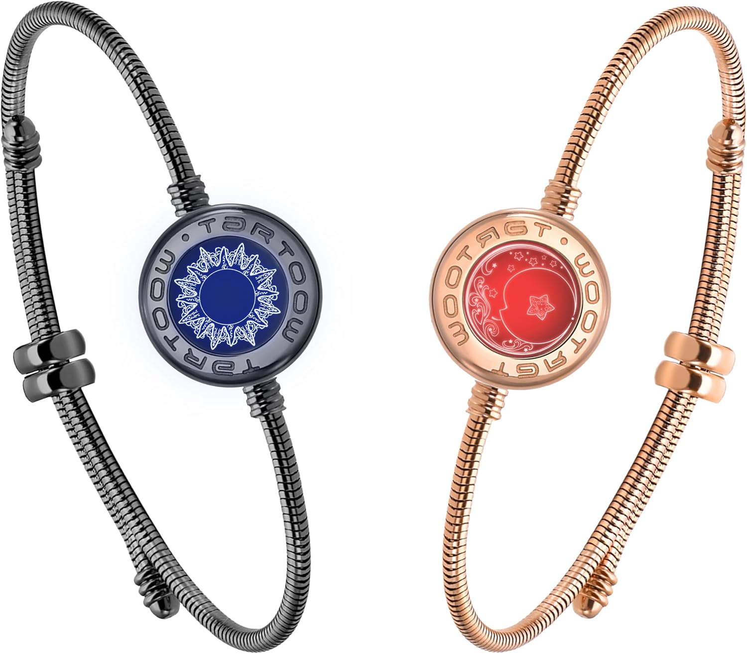 Long Distance Touch Vibration Bracelets Long Distance Relationship Gifts for Girlfriend Boyfriend Love Bracelets for Couples Bluetooth S001 V