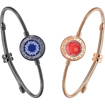 Long Distance Touch Vibration Bracelets Long Distance Relationship Gifts for Girlfriend Boyfriend Love Bracelets for Couples Bluetooth S001 SM Unit size No gemstone