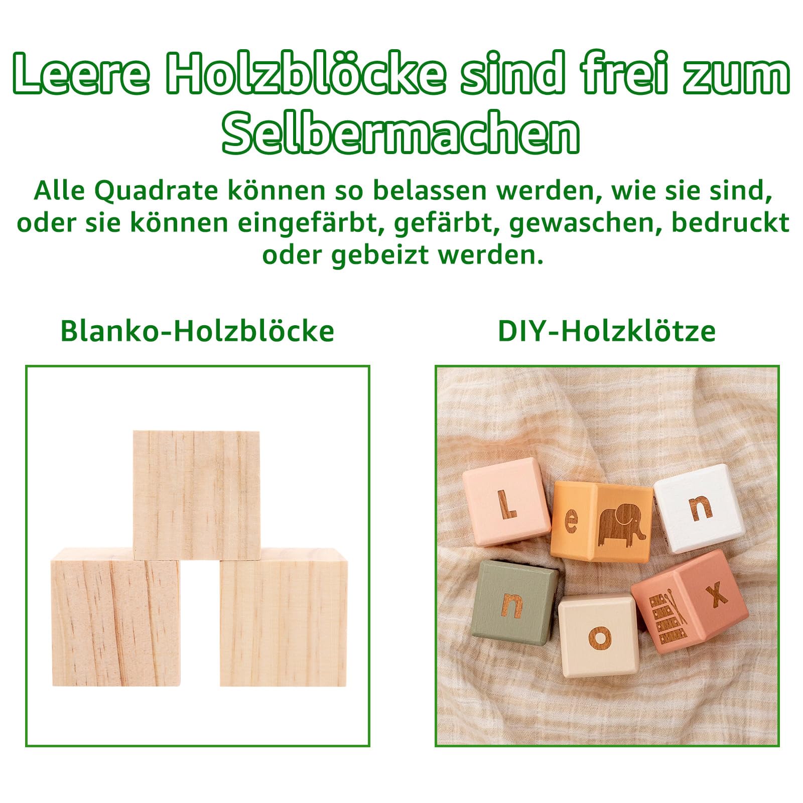 Houten kubussen 3 cm/50 stuks, onafgewerkte vierkante houten blokken natuurlijke houten blokken voor knutselen, snijden en doe-het-zelf projecten