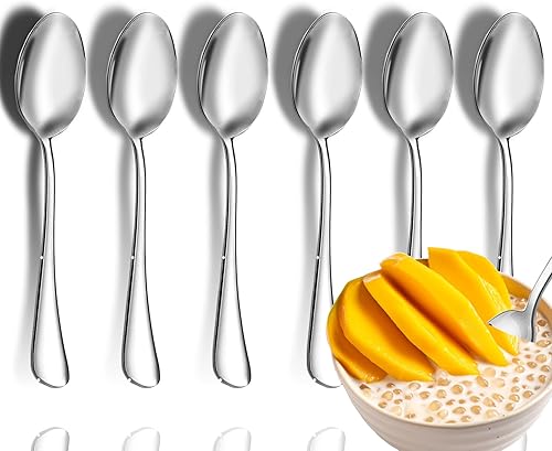 Miniatura 1 de Juego de 16 cucharas de cubiertos de acero inoxidable de grado alimenticio, cucharas de té, cucharas de postre, cucharas de café pequeñas, 5.5