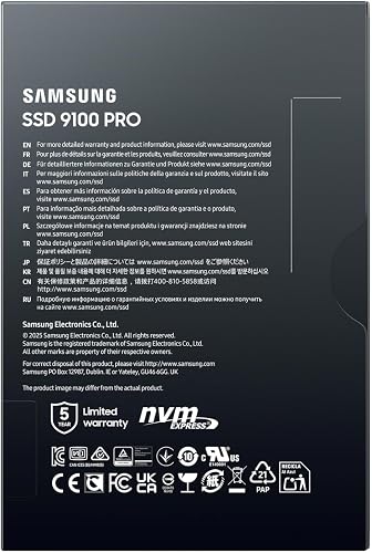 Samsung Memory MZ-VAP1T0BW 9100 PRO 1TB Internal SSD, PCIe 5.0 x4, NVMe 2.0, SSD Designed for Pros & Gamers, Compatible with PC & Laptops, 5 Year Limited Warranty (UK Version) - 6