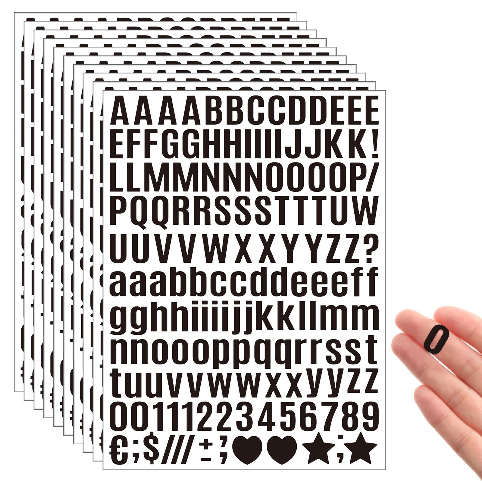 Qilery 32 Sheets 0.5 Inch Letter and Number Stickers Self Adhesive Vinyl Letters Alphabet Stickers Big Font Letters Number Tags for School Classroom Home Mailbox Decor (Black)