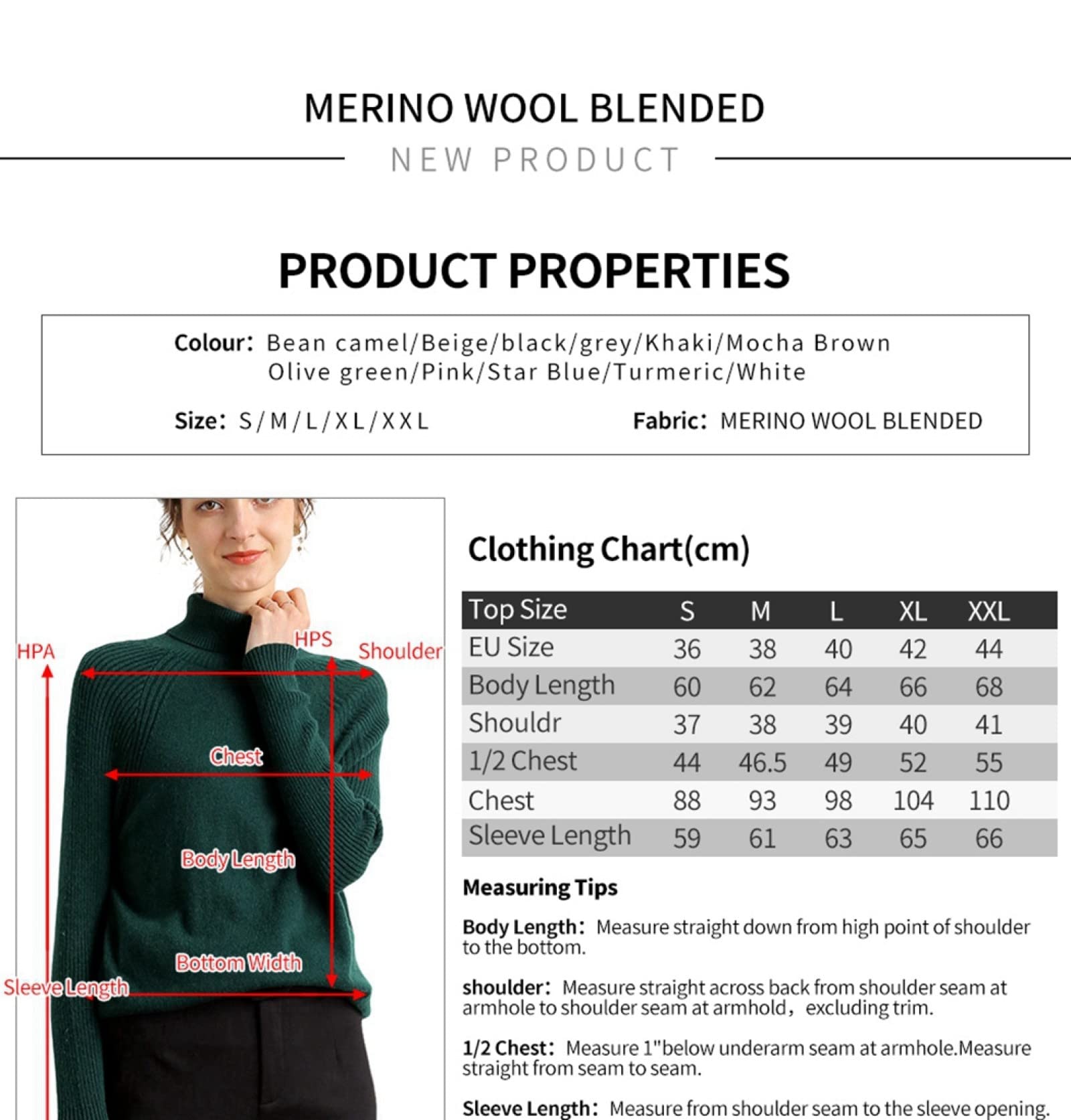 Suéter para Mujer,Señoras Elegantes Suéter De Cuello Alto 100% Cachemir Moda Color Sólido Tejido De Punto Delgado Suéter Delgado Otoño E Invierno Estiramiento Suéter De Calle Informal De Man
