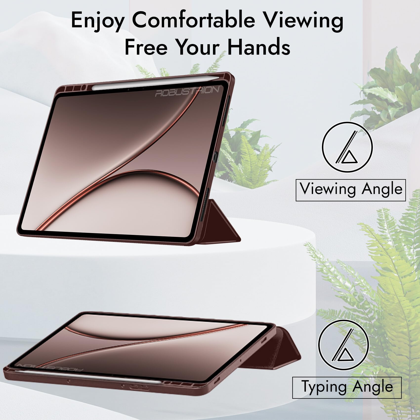 Robustrion Cover Case for OnePlus Pad 4 13.2 inch/OnePlus Pad 3 13.2" Cover with [Pencil Holder], Flip Cover Case for One Plus Pad 4/3 Cover 13.2 inch [Auto Sleep Wake Support] - Brown — Amazon image 8