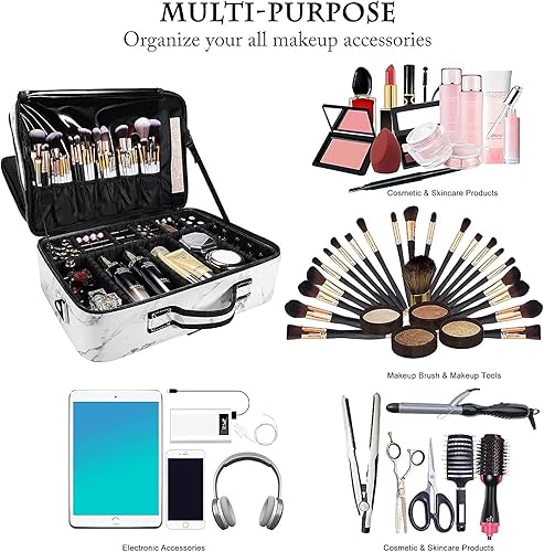 Vista 24 de JOURMON Estuche de maquillaje de viaje, Negro