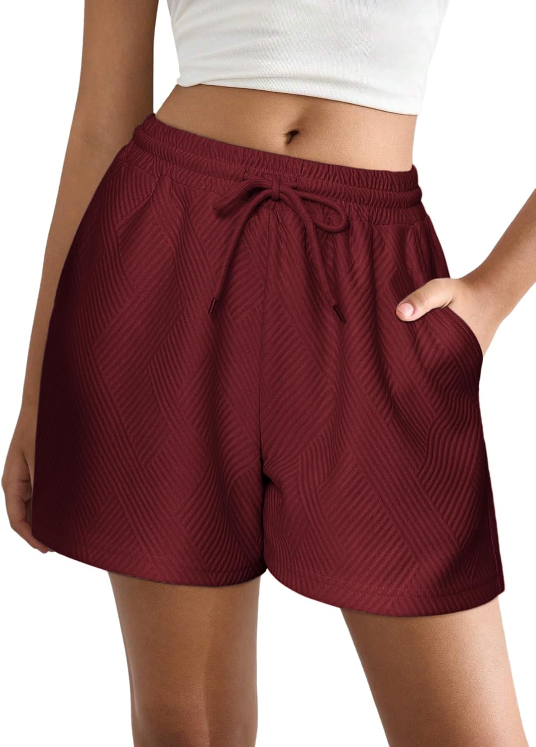 Ekouaer Womens Pajama Shorts Textured Casual Lounge Short Elastic Waist Pj Shorts Sweatsuits with Pockets 2026