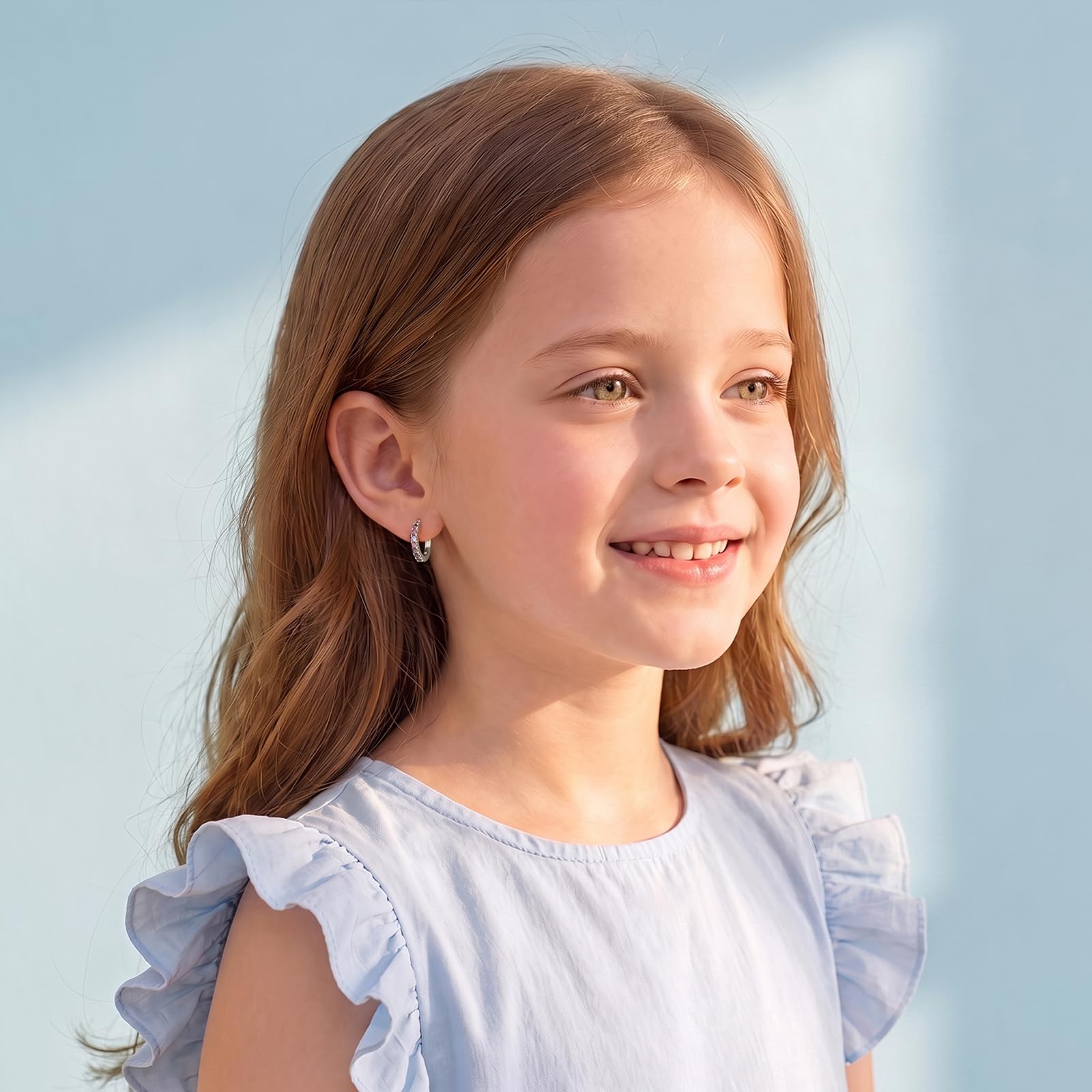 Orecchini a forma di farfalla per bambine, in argento 925, con zirconi colorati, piccoli orecchini a cerchio, regalo di compleanno per ragazze e bambine
