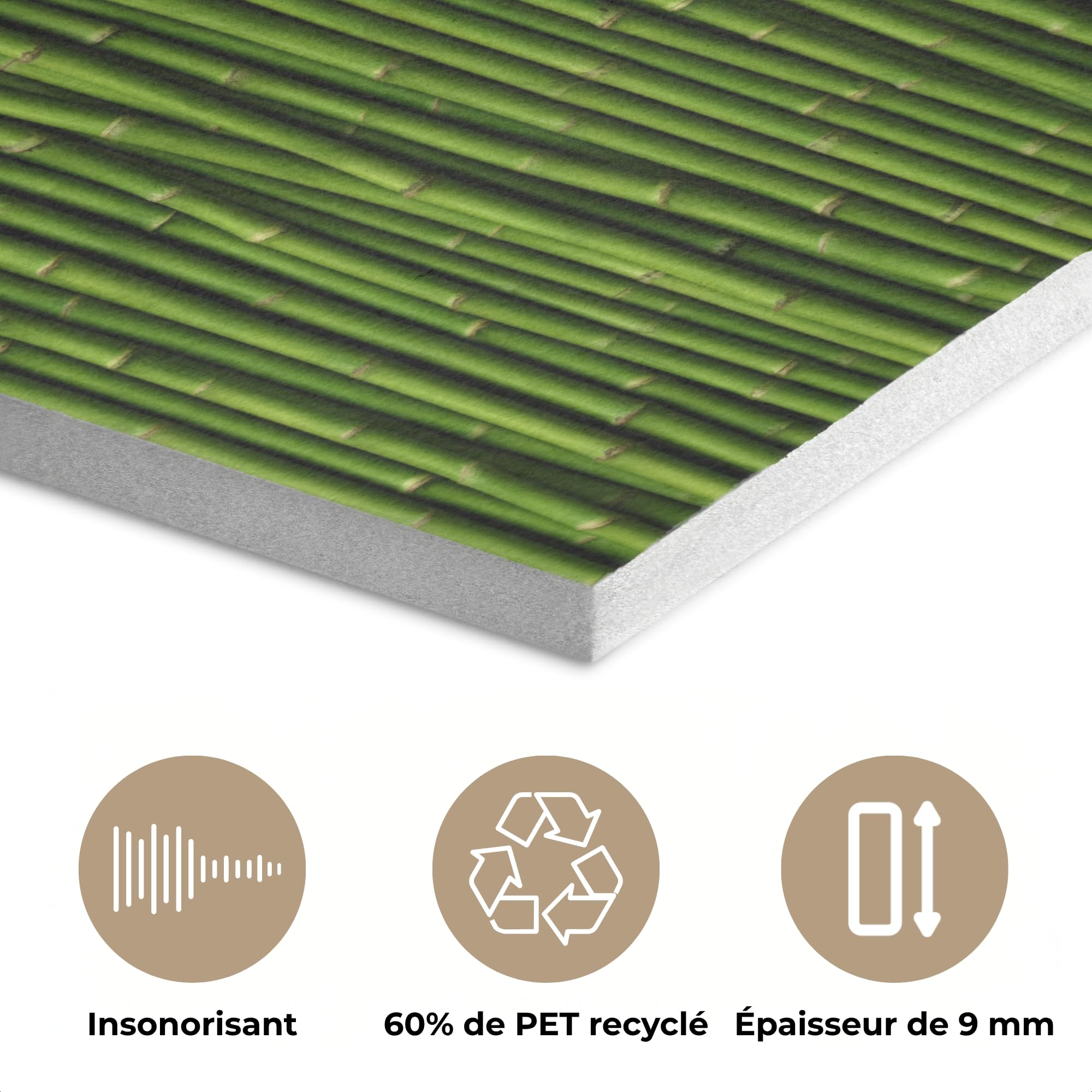MuchoWow© Paneles Acusticos Decorativos 100x70 cm Acoustic Panel Acustico Decorativo Aislante Insonorizacion Decoracion Habitacion Diseño Moderno InsonorizarCurvo - Varillas - Verde - Bambú