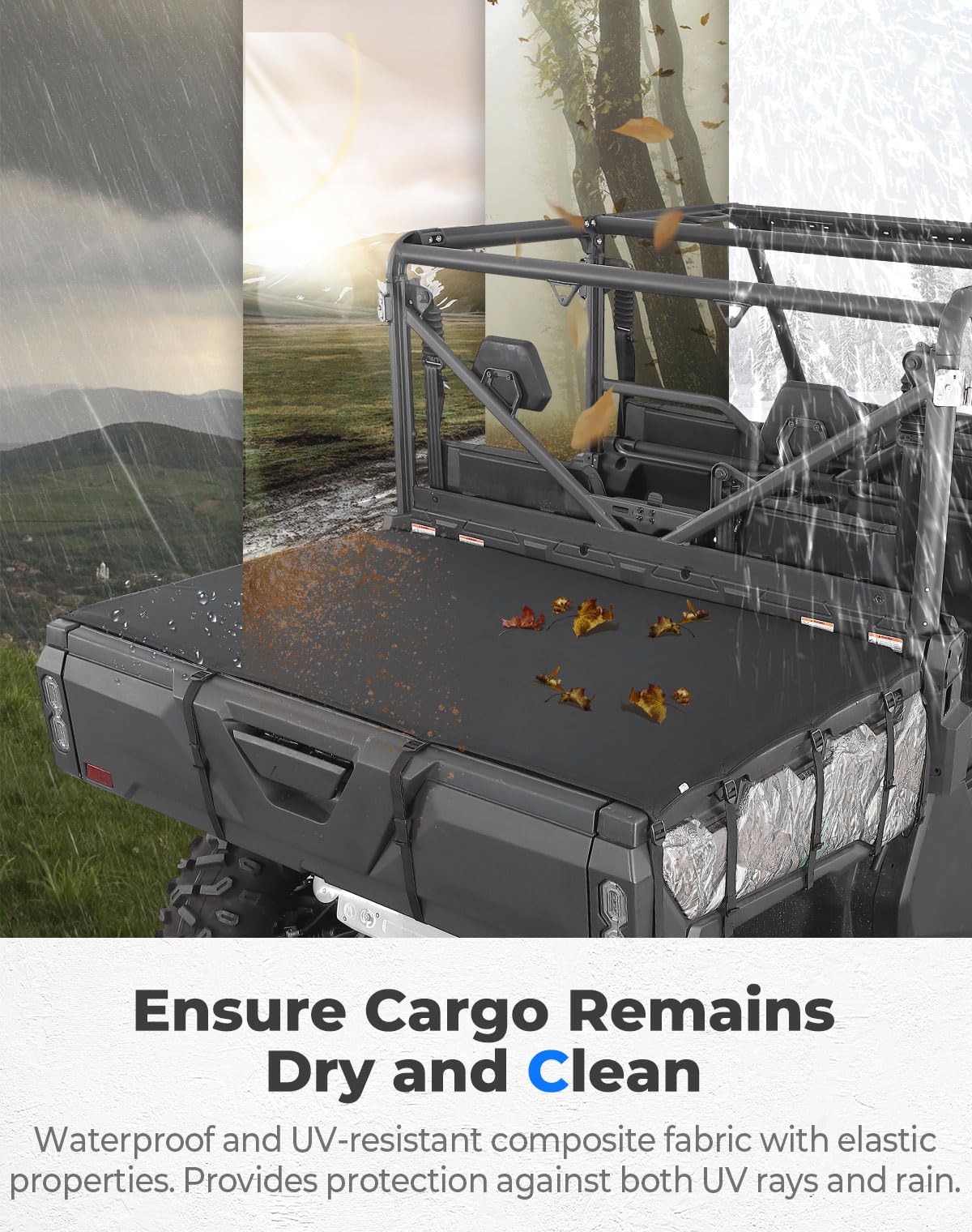KEMIMOTO Housse de lit cargo imperméable compatible avec CFMOTO UFORCE 1000/1000 XL 2019-2024, housse de tonneau en polypropylène 1000 accessoires