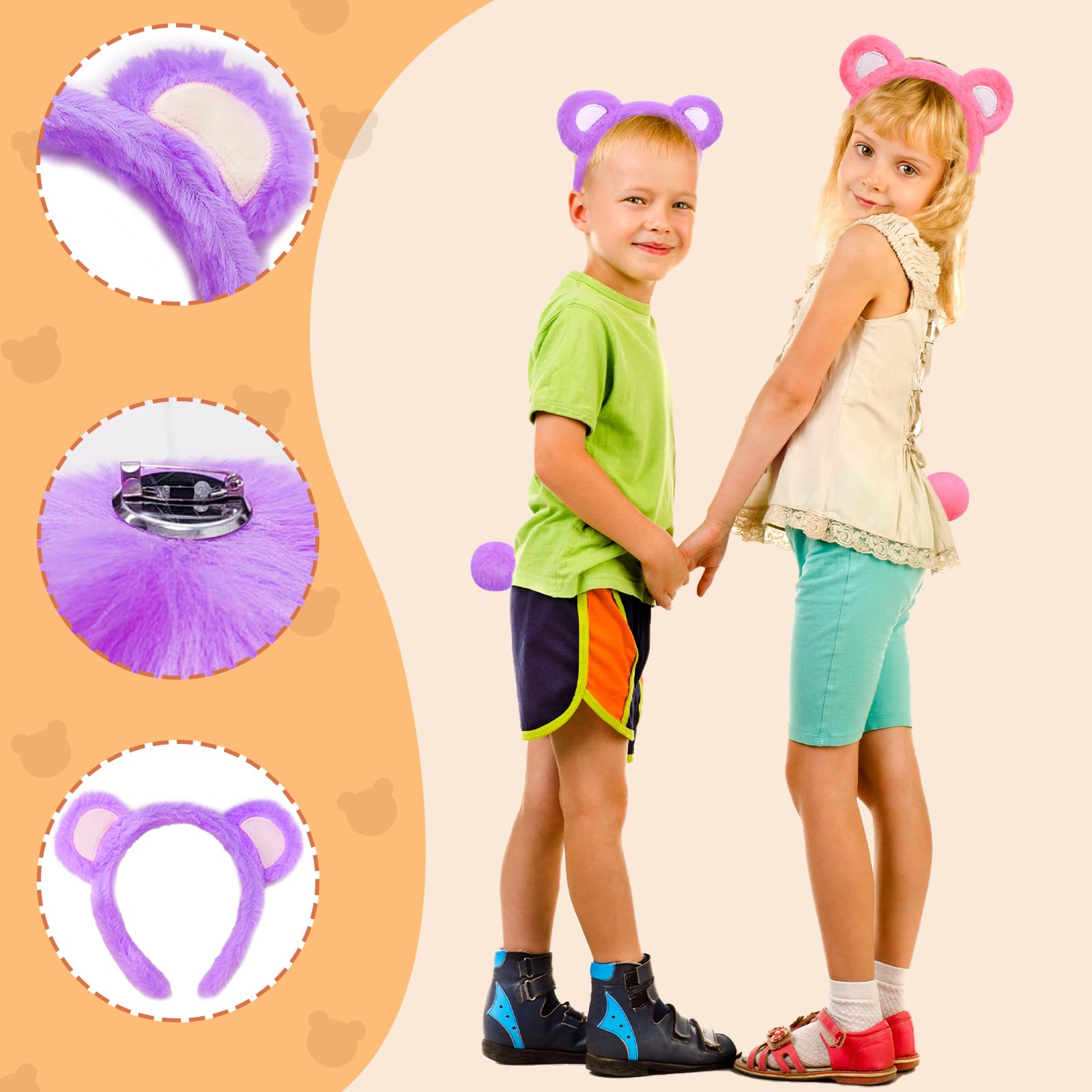 Btanadi Bear Ears Headband and Tail Set, Cute Bear Costume Accessories for Adults World Book Day Fancy Dress - Image 3