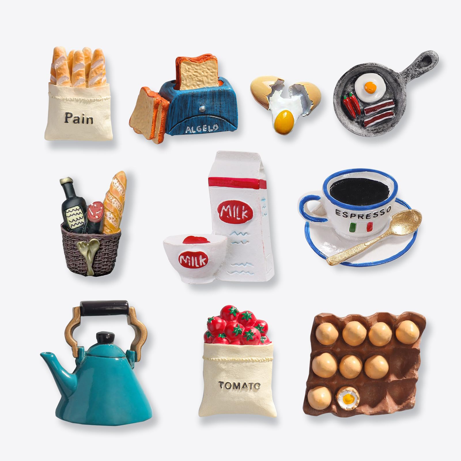 10PCS Refrigerator Food Magnets, 3D Resin Simulation Food Refrigerator Magnets, Cute whiteboard Magnets. Suitable for Kitchens and Offices