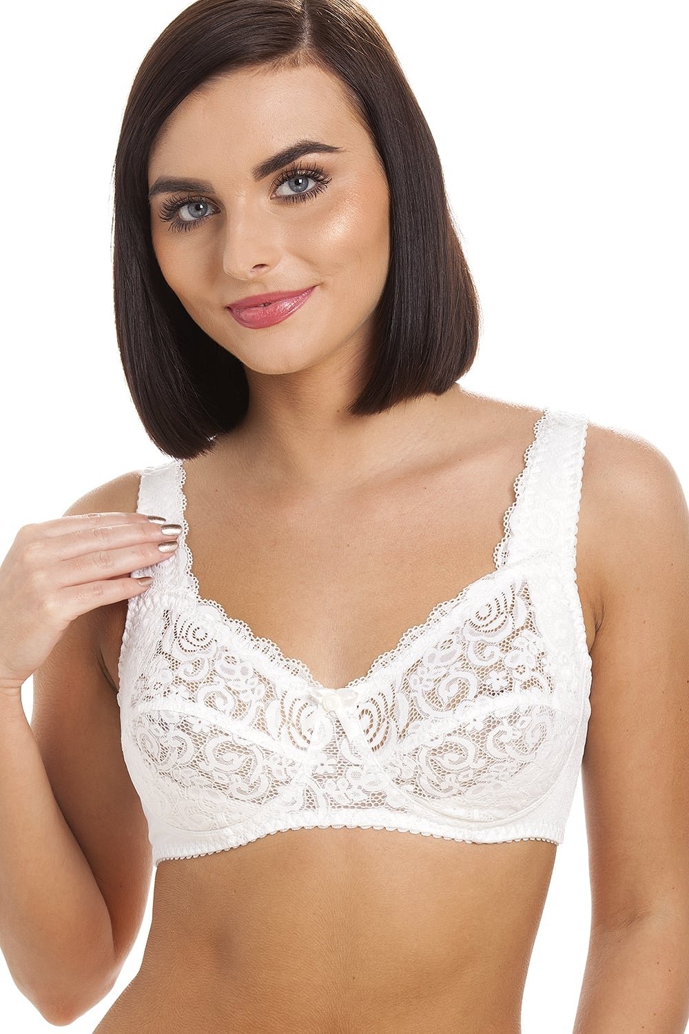 Camille Women's White Non Wired Soft Cup Lace Bra In 34C