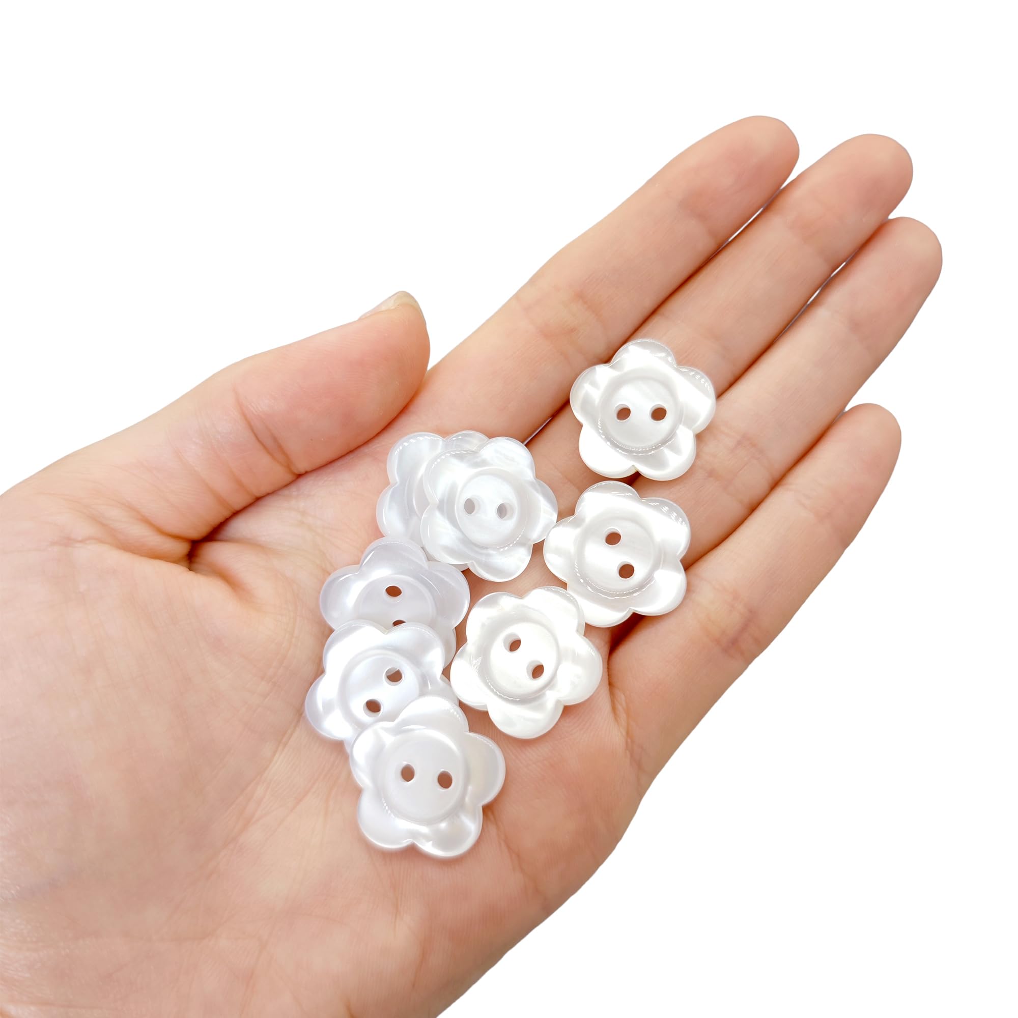 Craftisum 20pcs Faux Pearl Flower Resin Buttons - 12.5mm (1/2") Sew-On Shank Buttons For DIY