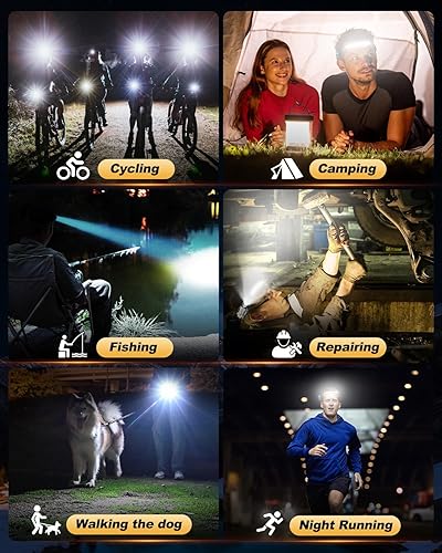 Miniatura 8 de Victoper Paquete de 2 faros recargables, lámpara LED de haz ancho desmontable de 230 2 en 1 con sensor de movimiento, luz de cabeza de casco duro