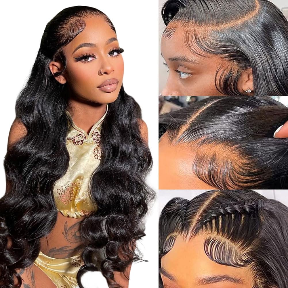 ANNELBEL 250% Density 13x4 Body Wave Lace Front Wigs Human Hair 24 inch Glueless Human Hair Wigs for Women Pre Plucked HD Transparent Lace Frontal