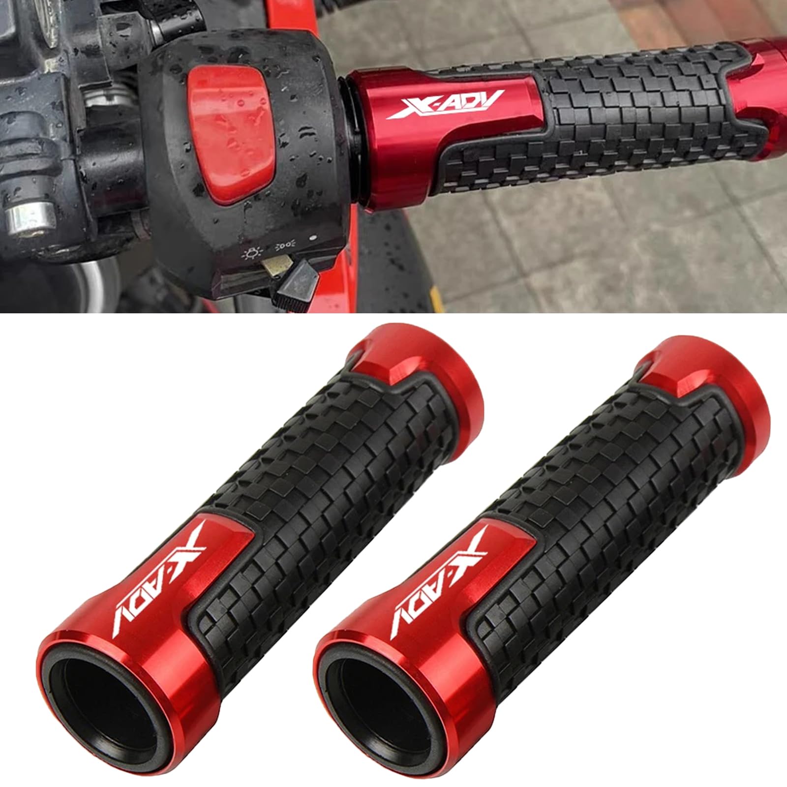 X-ADV 750 Moto Manubrio Manopole 22mm 7/8'' CNC Manillar Empuñadura per H&on-da XADV 750 2017 2018 2019 2020 2021 2022 2023 2024 - Rosso