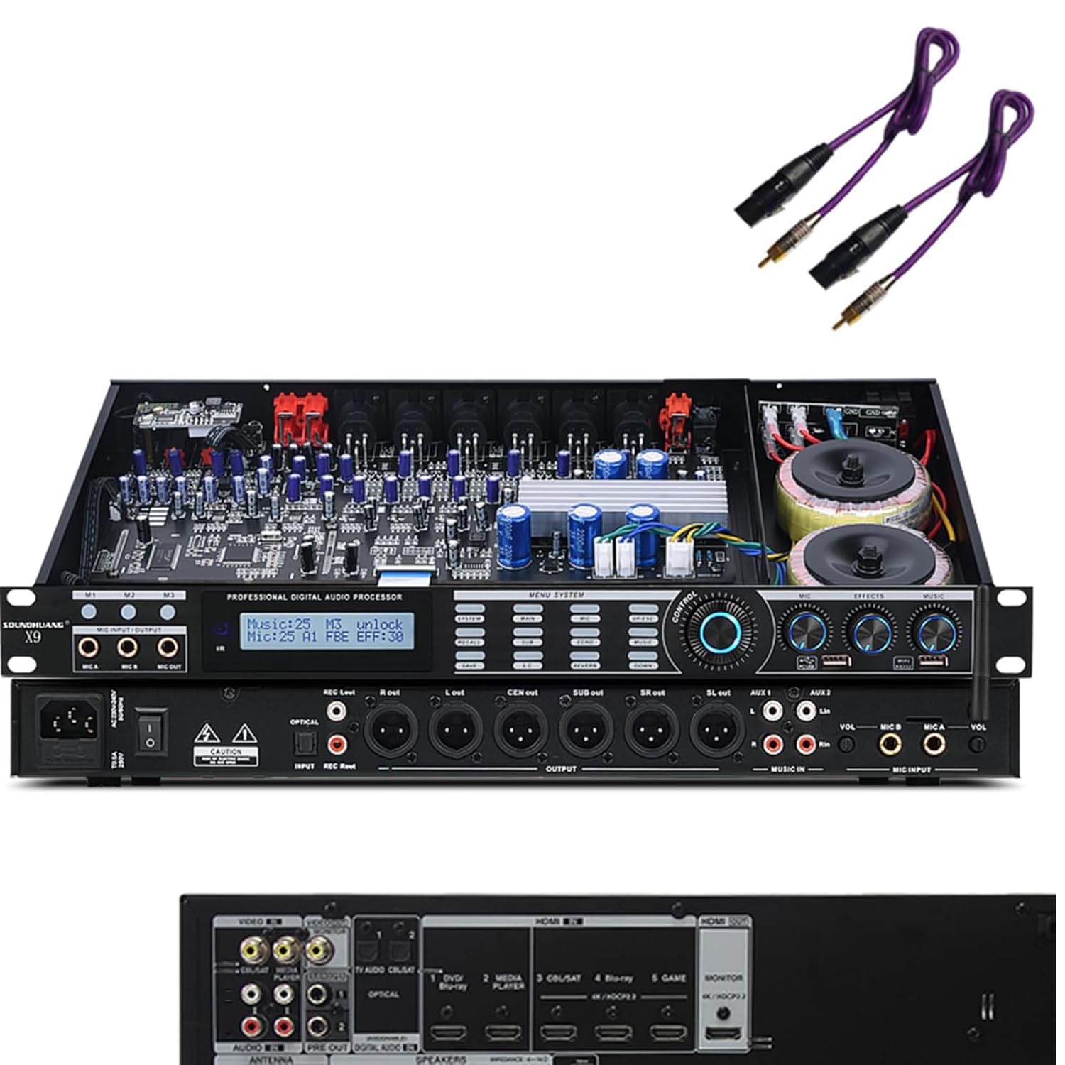 COYEUX Processore Audio Anti-Howling, Effetto Digitale Pre-Stage, Effetto Digitale Pre-Stage Professionale KTV, modalità Riverbero, per Musicisti e Appassionati di Audio