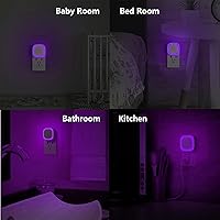 Vista 5 de Paquete de 2 lámparas nocturnas moradas, cuidado suave para los ojos con brillo suave regulable y reflexión indirecta, sensor automático