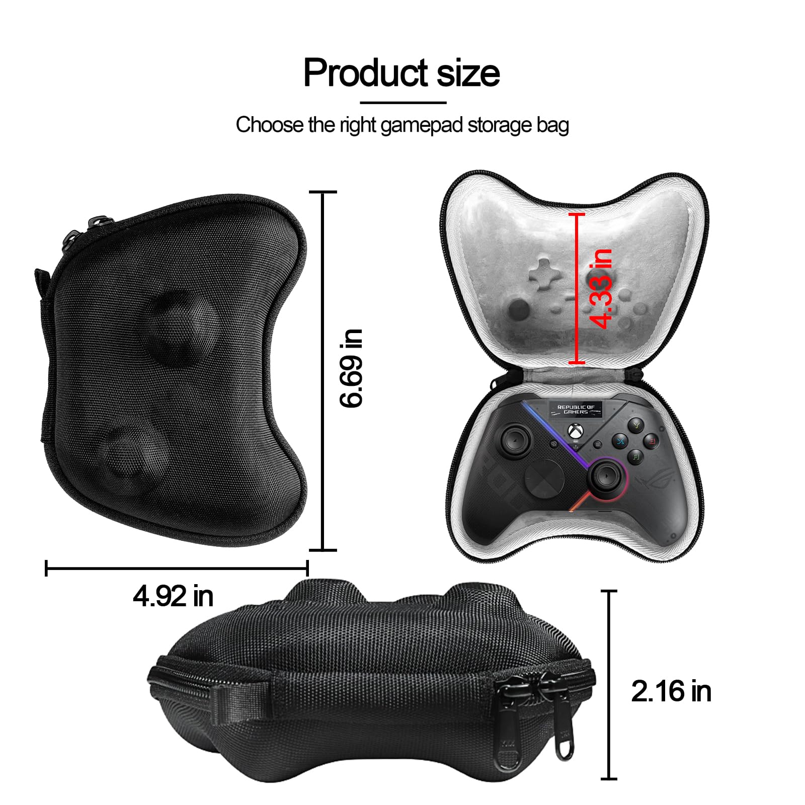 Custodia rigida per controller da gioco per ASUS ROG Raikiri Pro, compatibile con controller wireless Xbox Series X/S, custodia protettiva da viaggio, custodia per il trasporto, nera