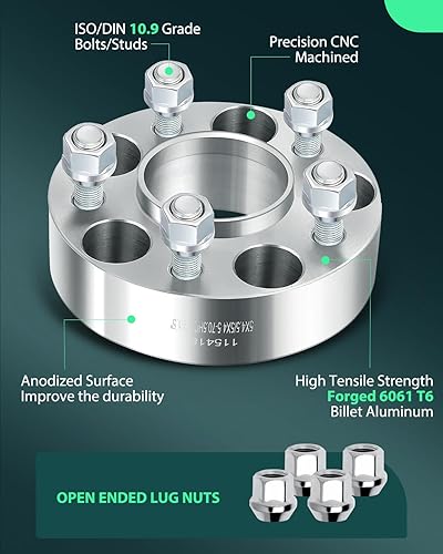 Miniatura 3 de SCITOO 2 espaciadores de rueda centrados de 1.5 pulgadas, 5x4.5 a 5x4.5, 5 x 114.3, 5 lengüetas con pernos de 12 pulgada para Edge 2003-2004 para