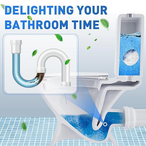 Miniatura 4 de Qualirey Paquete de 100 pastillas limpiadoras automáticas para inodoro, inodoro, de larga duración, para baño, color azul y blanco