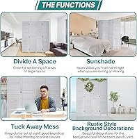 Vista 6 de Divisor de habitación plegable de 4 paneles de 69 pulgadas de alto, pantallas de privacidad portátiles de madera maciza independiente para Blanco