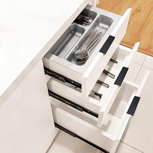 Miniatura 4 de HANIHUA 30 tiradores de dedo negros para gabinete, tiradores de borde modernos para armarios de 5 pulgadas (5.039 in) centros de agujeros, tiradores