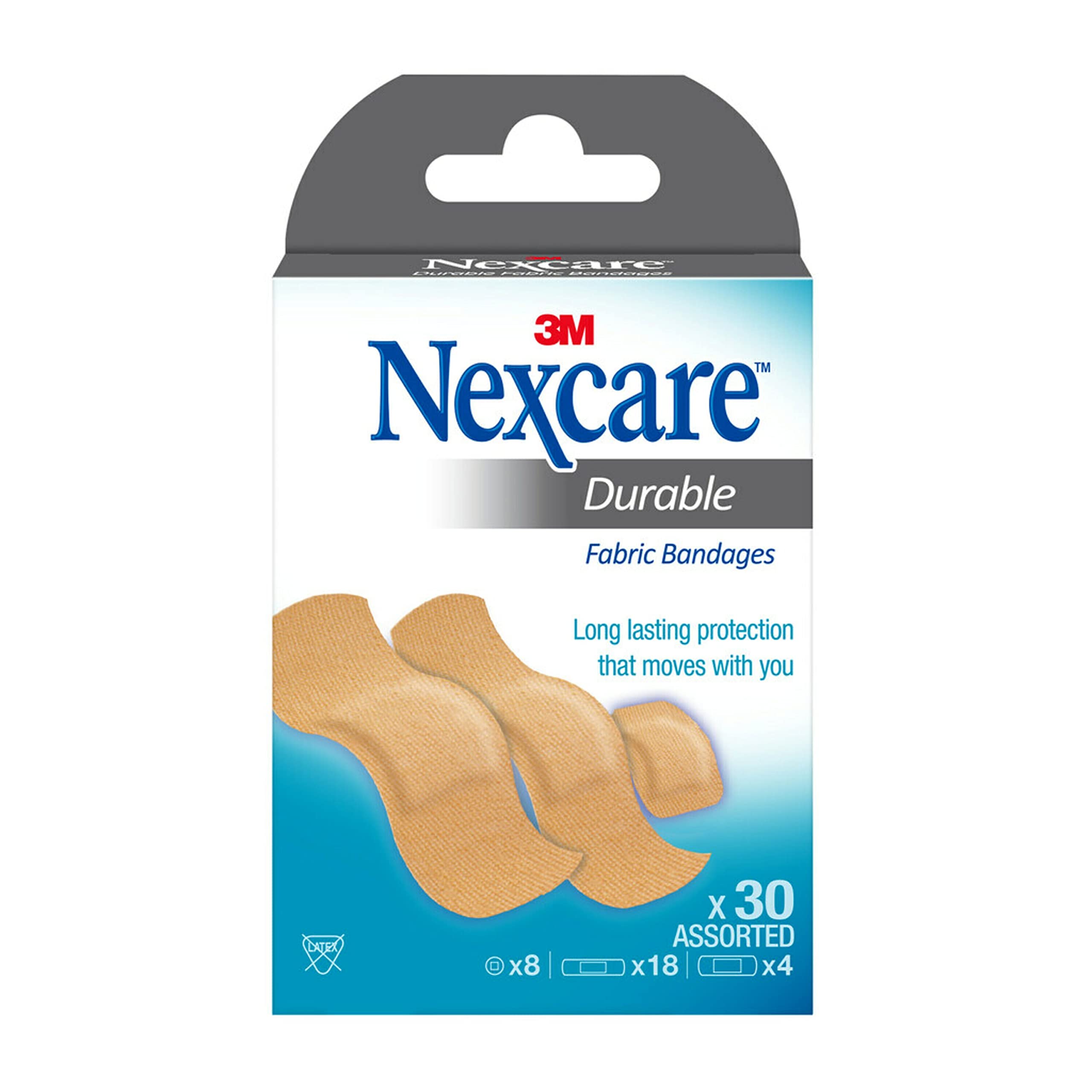 Nexcare Heavy Duty Flexible Fabric Bandages, 30 Count, Assorted
