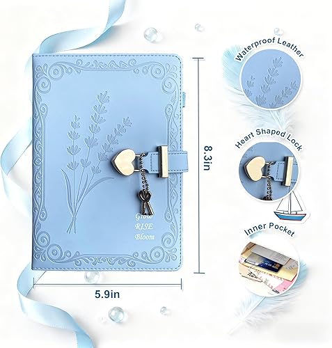 Miniatura 4 de Agenda A5 con cerradura y llaves para regalo de niñas, diario elegante y vintage para mujeres, cuaderno recargable para diario, toma de notas, 240